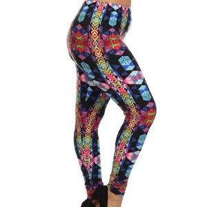 Women Plus Size Abstract Multi Print leggings